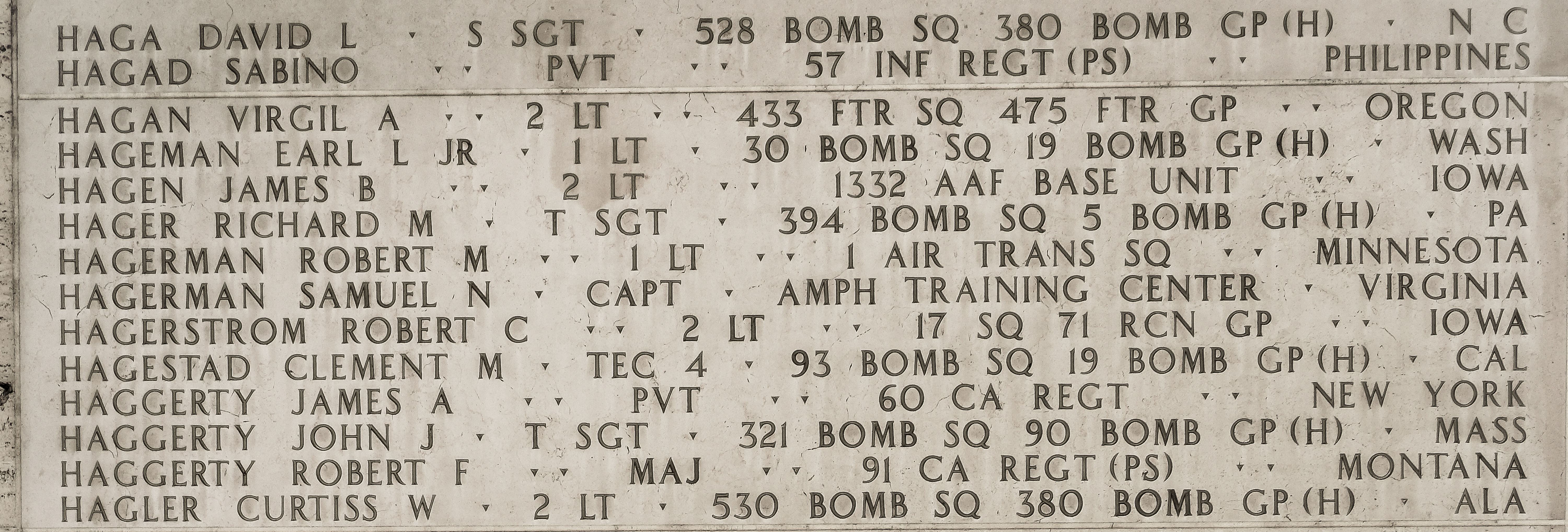 Virgil A. Hagan, Second Lieutenant